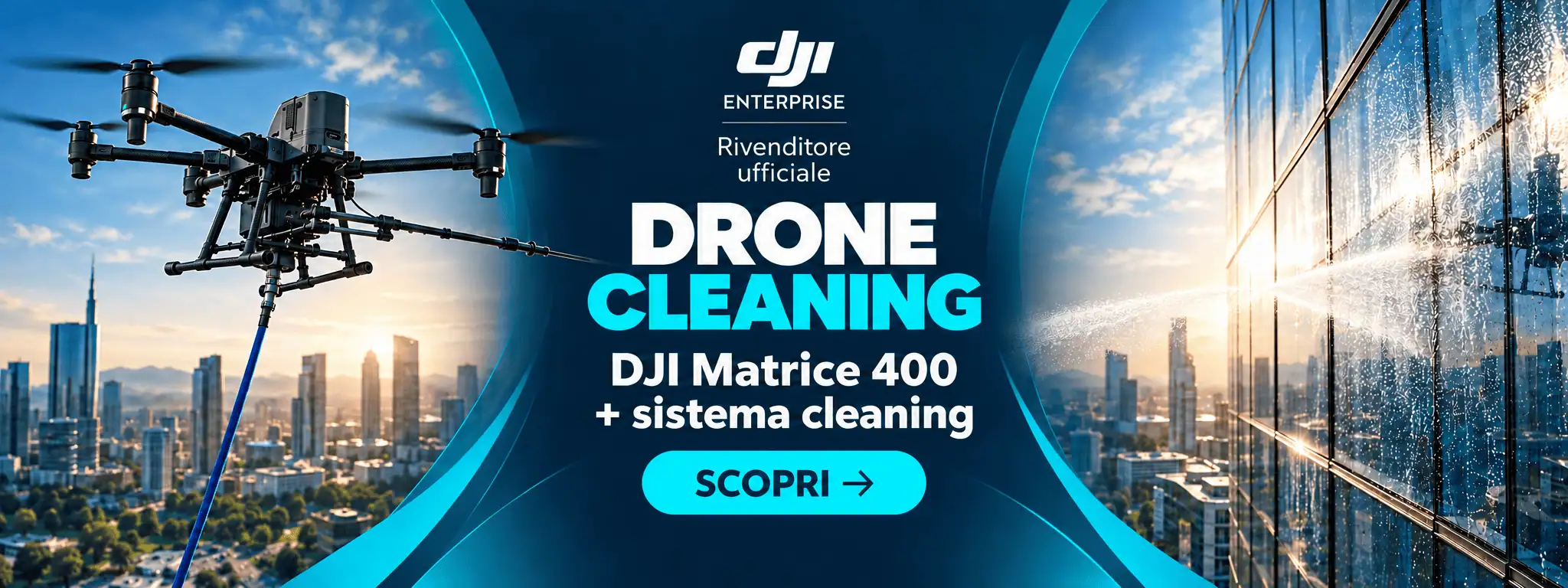 Droni DJI per pulizia facciate e vetrate